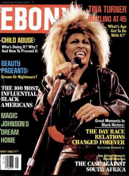 Tina Turner featured on the Ebony cover from May 1985