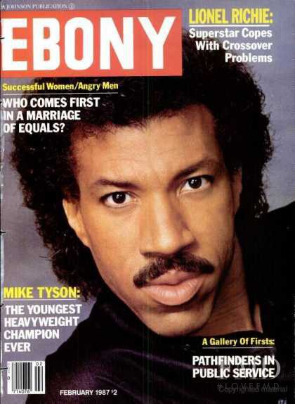 Lionel Richie featured on the Ebony cover from February 1987