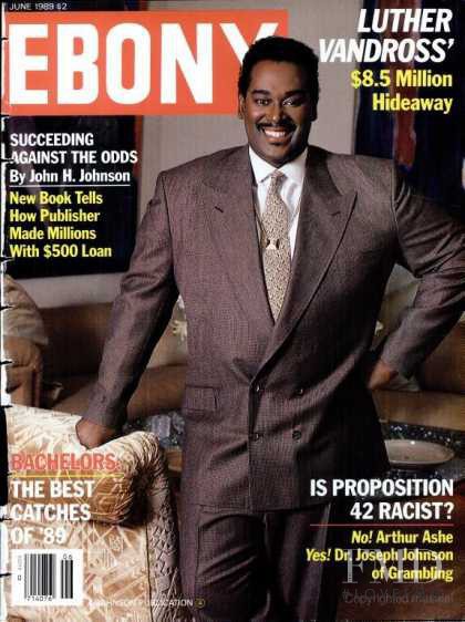 Luther Vandross featured on the Ebony cover from June 1989
