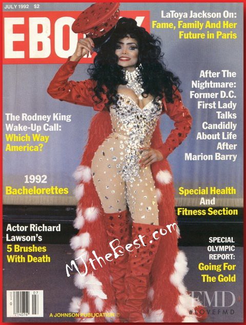 LaToya Jackson featured on the Ebony cover from July 1992