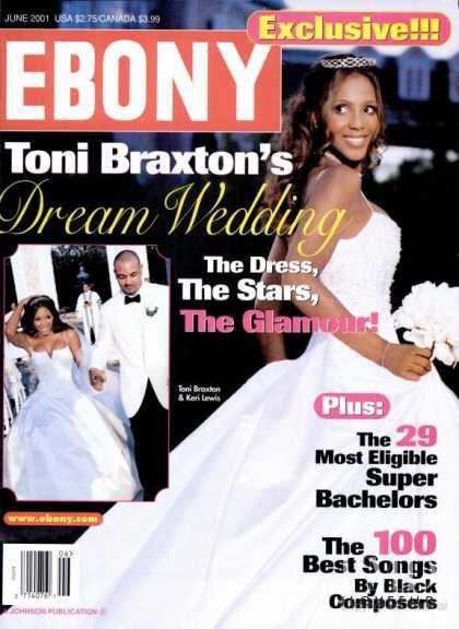 Toni Braxton featured on the Ebony cover from June 2001