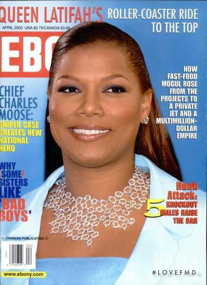 Queen Latifah featured on the Ebony cover from April 2003