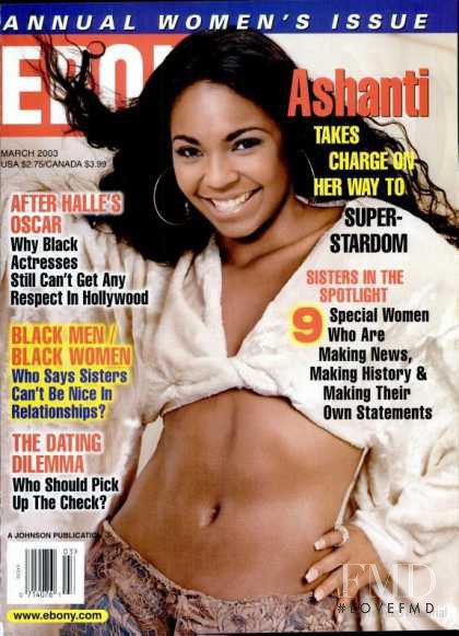 Ashanti featured on the Ebony cover from March 2003