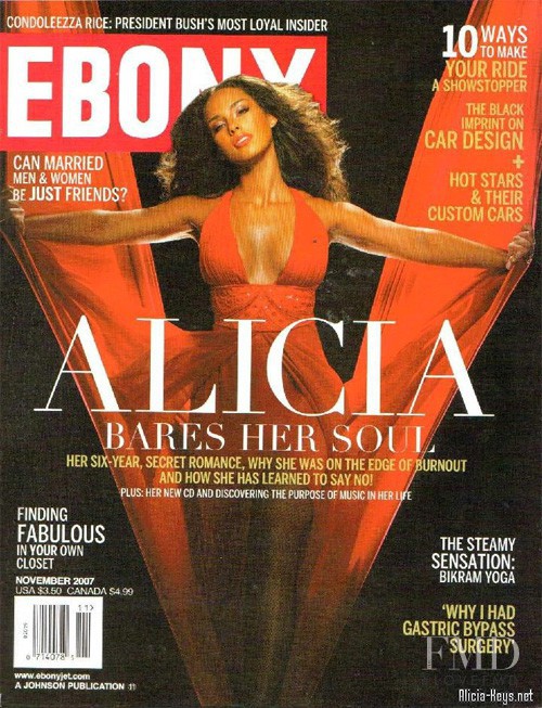 Alicia Keys featured on the Ebony cover from November 2007