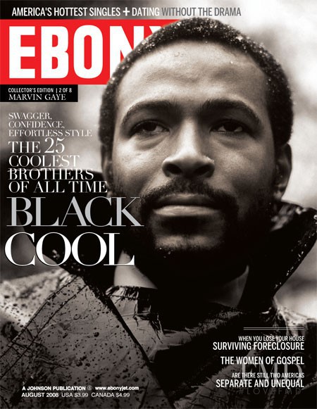 Marvin Gaye featured on the Ebony cover from August 2008