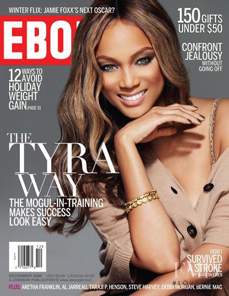 Tyra Banks featured on the Ebony cover from December 2008