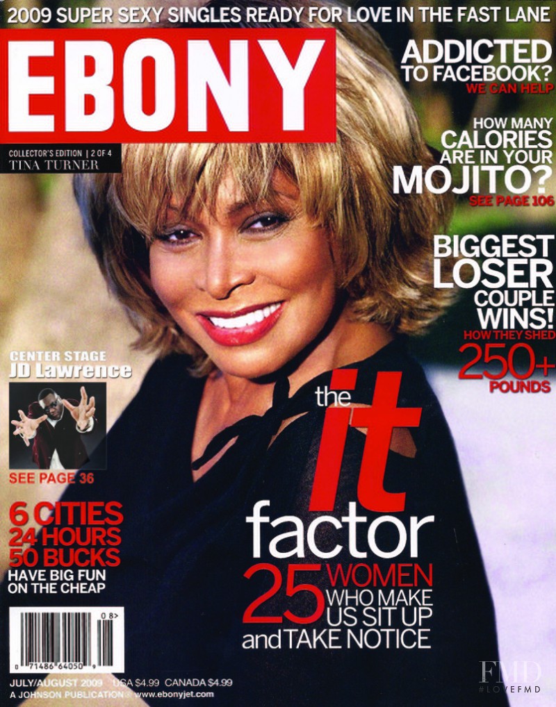 Tina Turner featured on the Ebony cover from July 2009