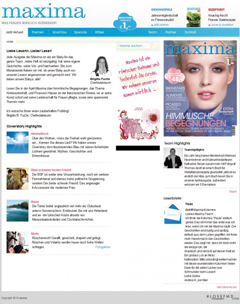  featured on the maxima.at screen from April 2010