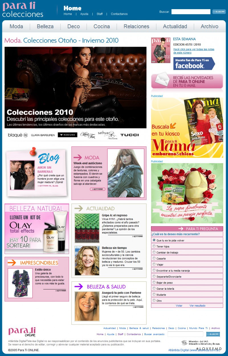  featured on the ParaTi.com.ar screen from April 2010