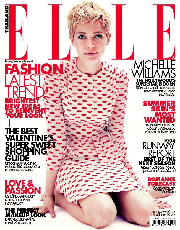 Michelle Williams featured on the Elle Thailand cover from February 2012