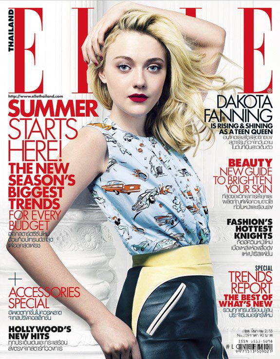 Dakota Fanning featured on the Elle Thailand cover from March 2012