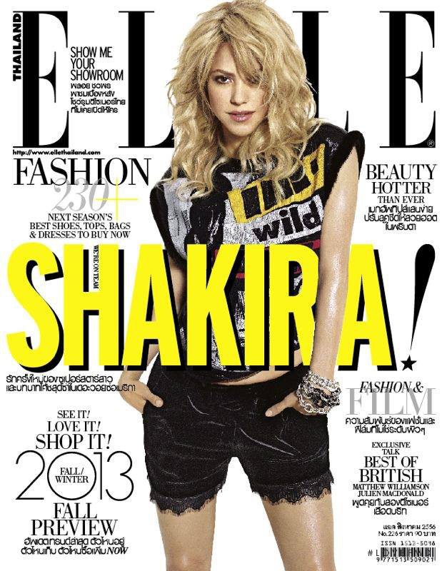 Shakira featured on the Elle Thailand cover from August 2013