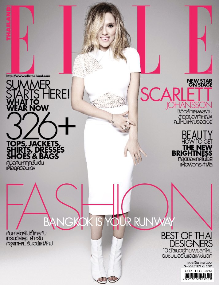 Scarlett Johansson featured on the Elle Thailand cover from March 2013