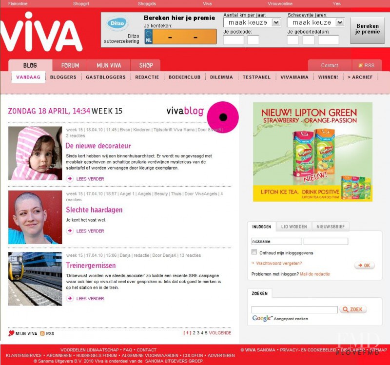  featured on the viva.nl screen from April 2010