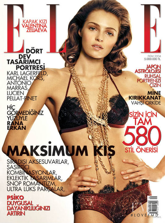 Valentina Zelyaeva featured on the Elle Turkey cover from October 2004