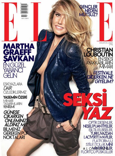 Martha Graeff featured on the Elle Turkey cover from August 2009