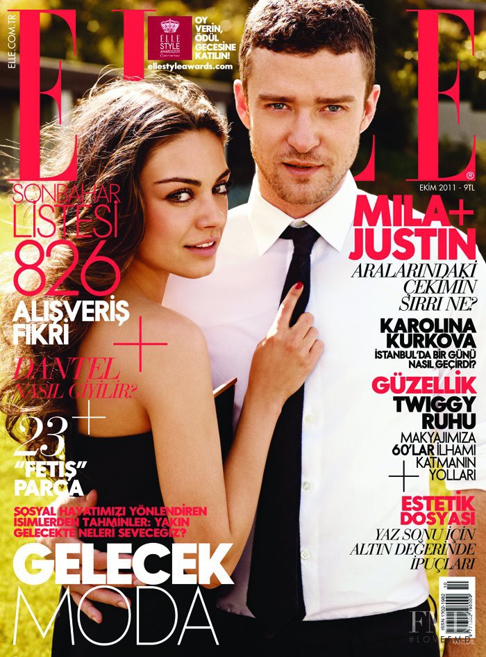 Mila Kunis, Justin Timberlake featured on the Elle Turkey cover from October 2011
