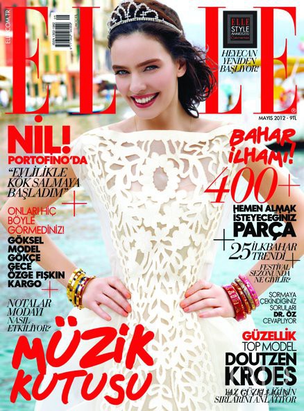 Nil Karaibrahimgil featured on the Elle Turkey cover from May 2012