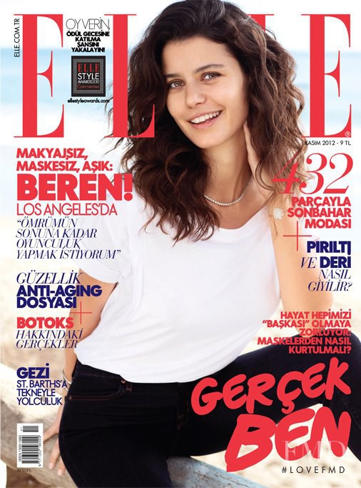 Beren Saat featured on the Elle Turkey cover from November 2012