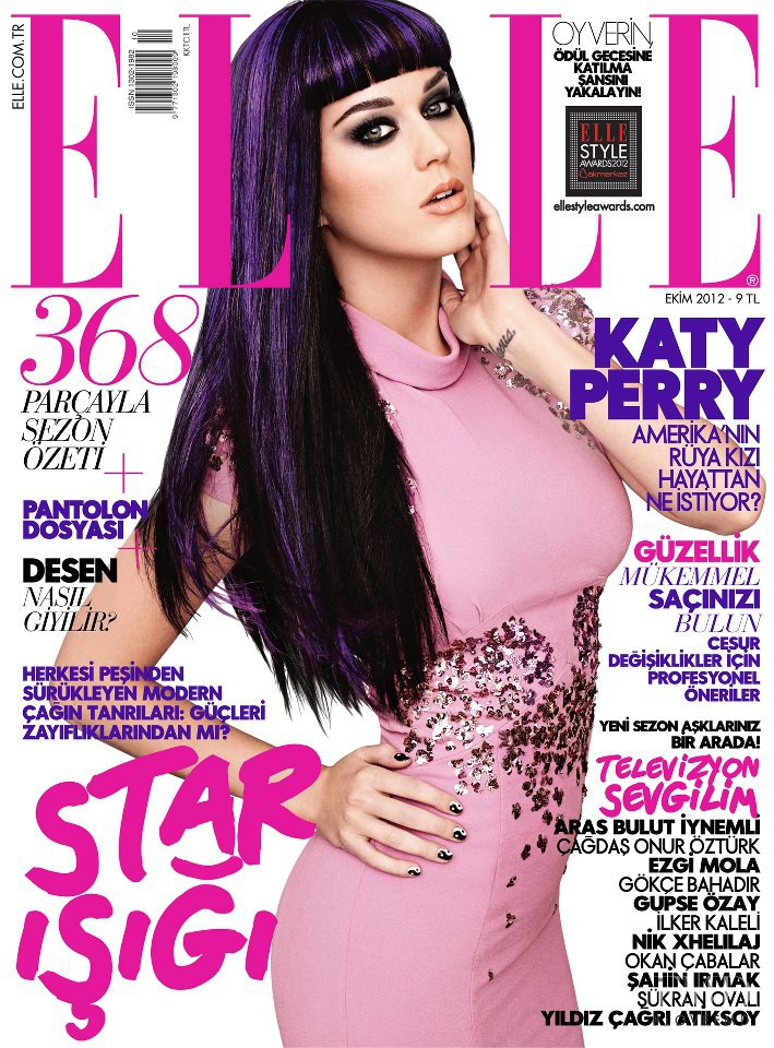 Katy Perry featured on the Elle Turkey cover from October 2012