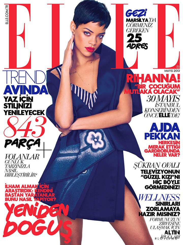 Rihanna featured on the Elle Turkey cover from May 2013