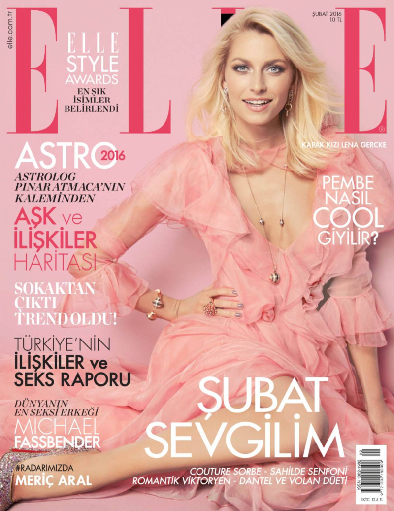 Lena Gercke featured on the Elle Turkey cover from February 2016