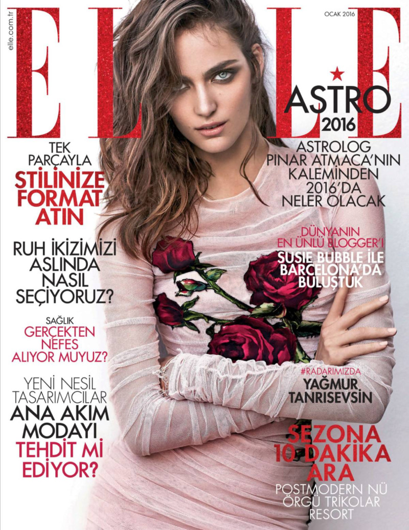 Zuzanna Bijoch featured on the Elle Turkey cover from January 2016