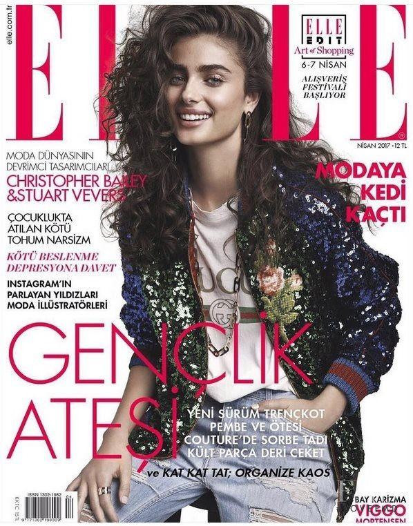 Taylor Hill featured on the Elle Turkey cover from April 2017
