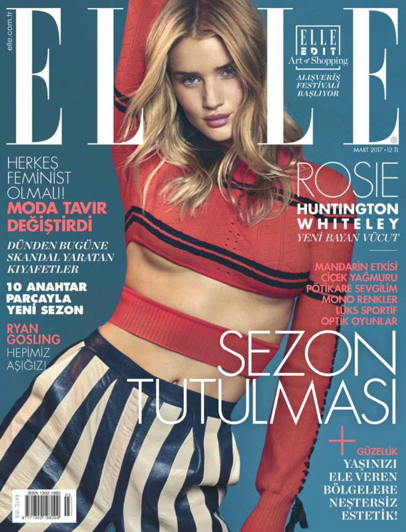 Rosie Huntington-Whiteley featured on the Elle Turkey cover from March 2017