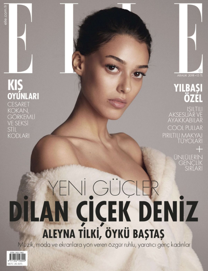 Dilan Cicek Deniz featured on the Elle Turkey cover from December 2018