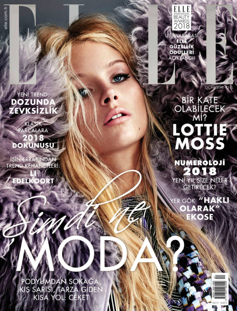 Lottie Moss featured on the Elle Turkey cover from January 2018