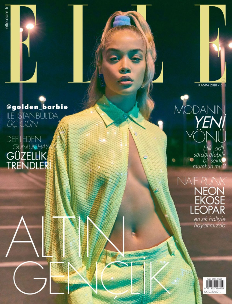 Jasmine Sanders featured on the Elle Turkey cover from November 2018