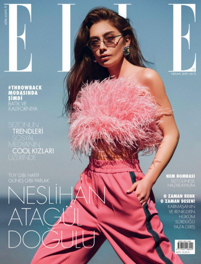 Neslihan Atagul featured on the Elle Turkey cover from April 2019