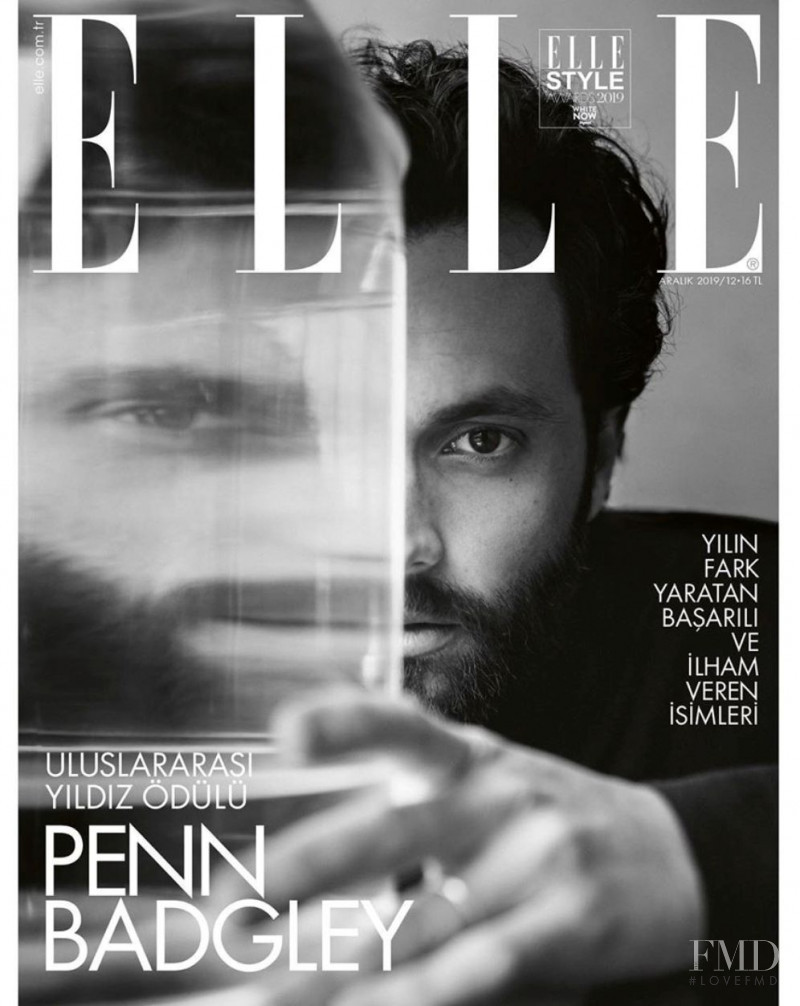 Penn Badgley featured on the Elle Turkey cover from December 2019