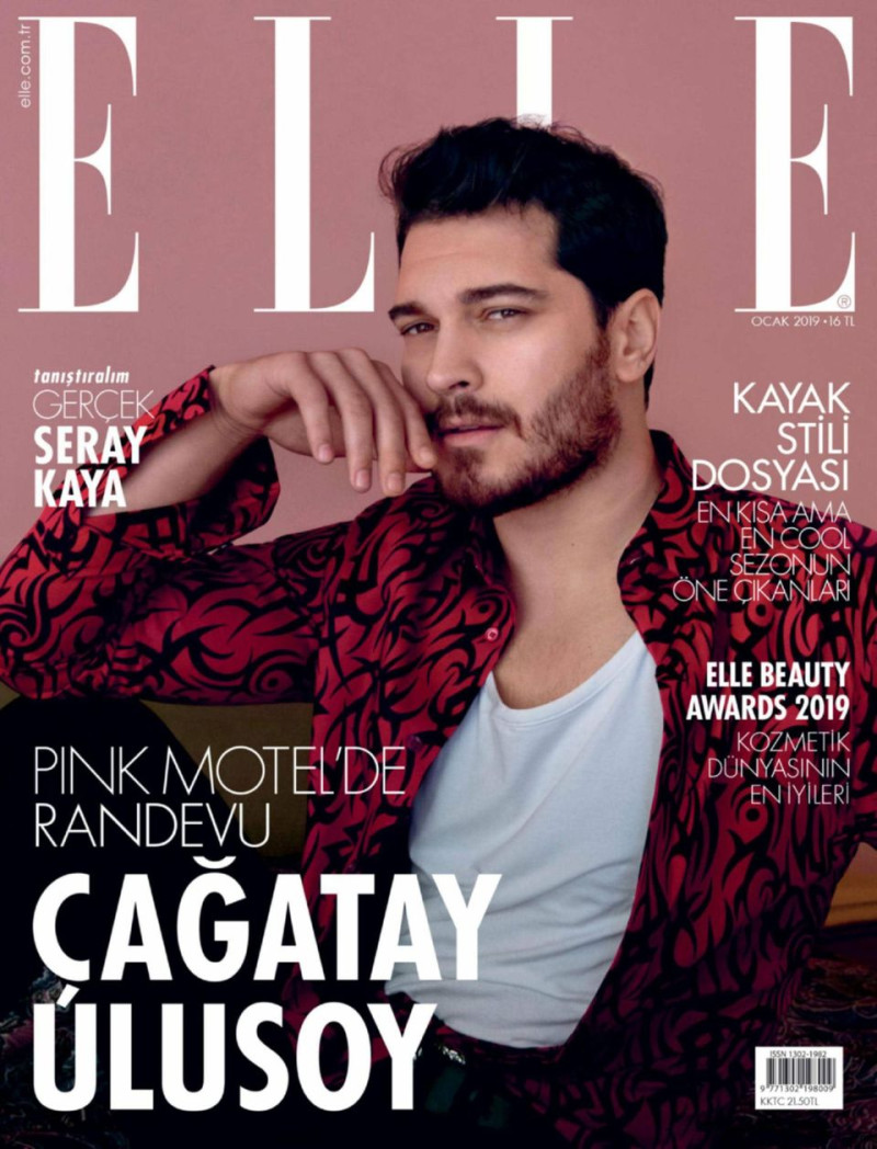 Cagatay Ulusoy featured on the Elle Turkey cover from January 2019