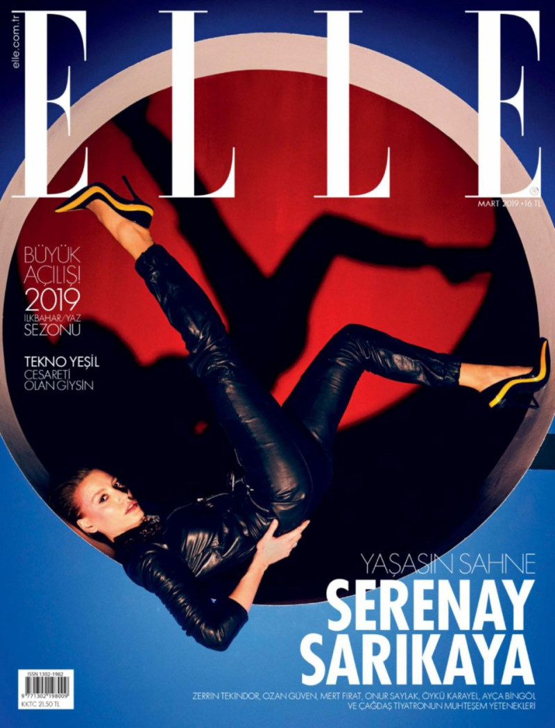 Serenay Sarikaya featured on the Elle Turkey cover from March 2019