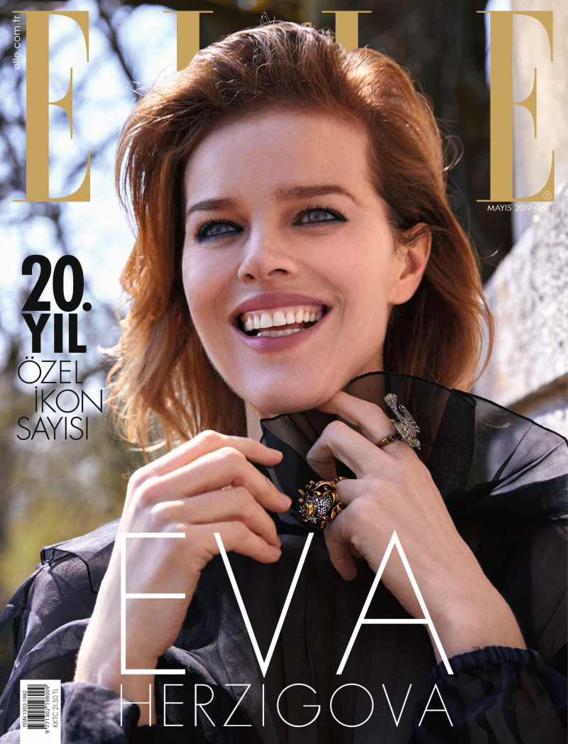 Eva Herzigova featured on the Elle Turkey cover from May 2019