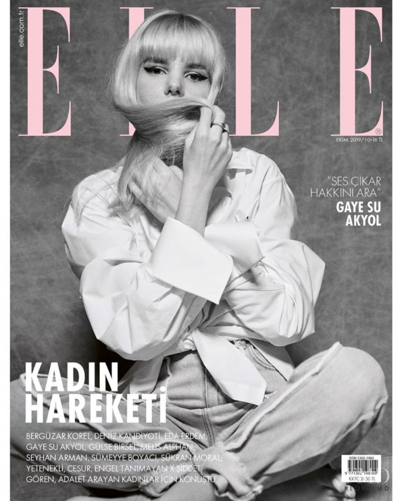 Gaye Su Akyol featured on the Elle Turkey cover from October 2019
