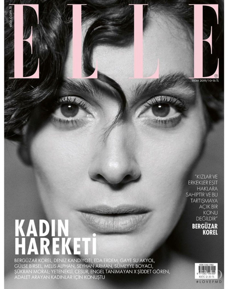 Berguzar Korel featured on the Elle Turkey cover from October 2019