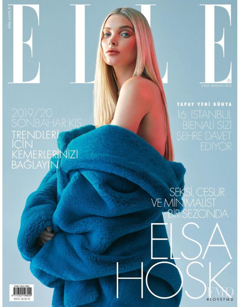 Elsa Hosk featured on the Elle Turkey cover from September 2019