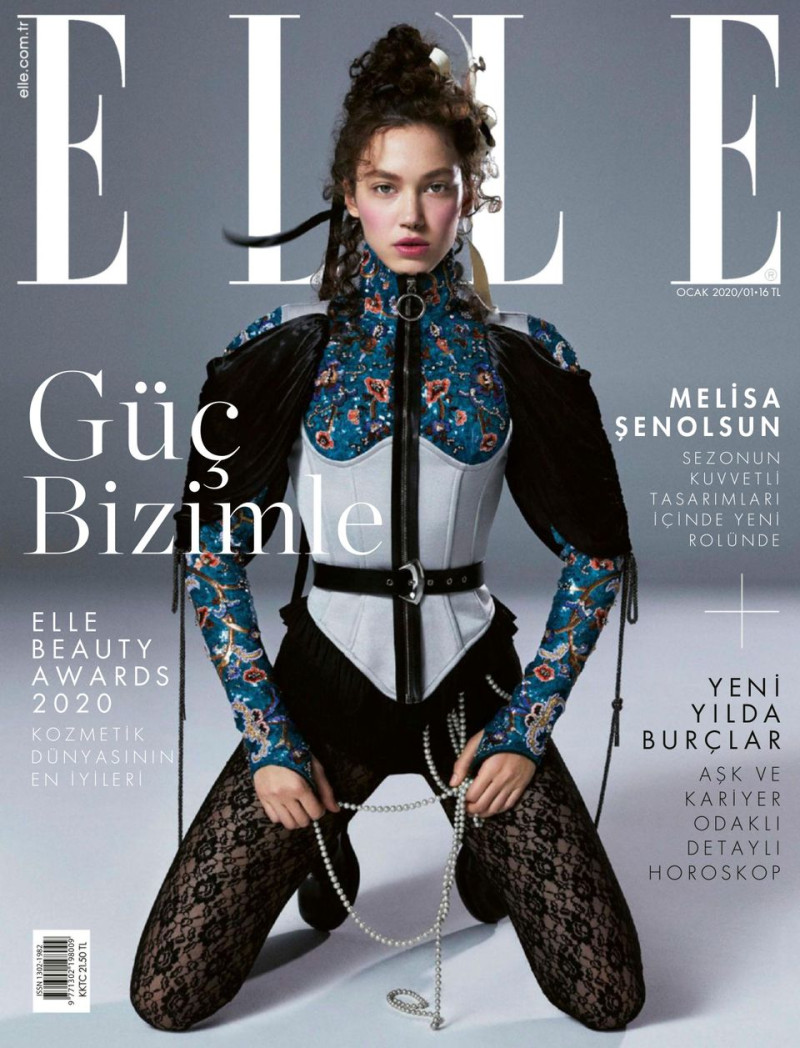 Melisa Senolsun featured on the Elle Turkey cover from January 2020