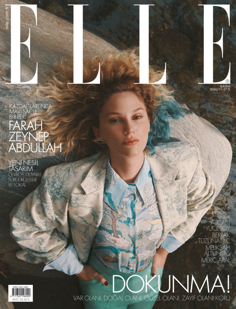 Farah Zeynep Abdullah featured on the Elle Turkey cover from November 2020