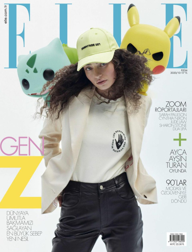 Ayca Aysin Turan featured on the Elle Turkey cover from October 2020