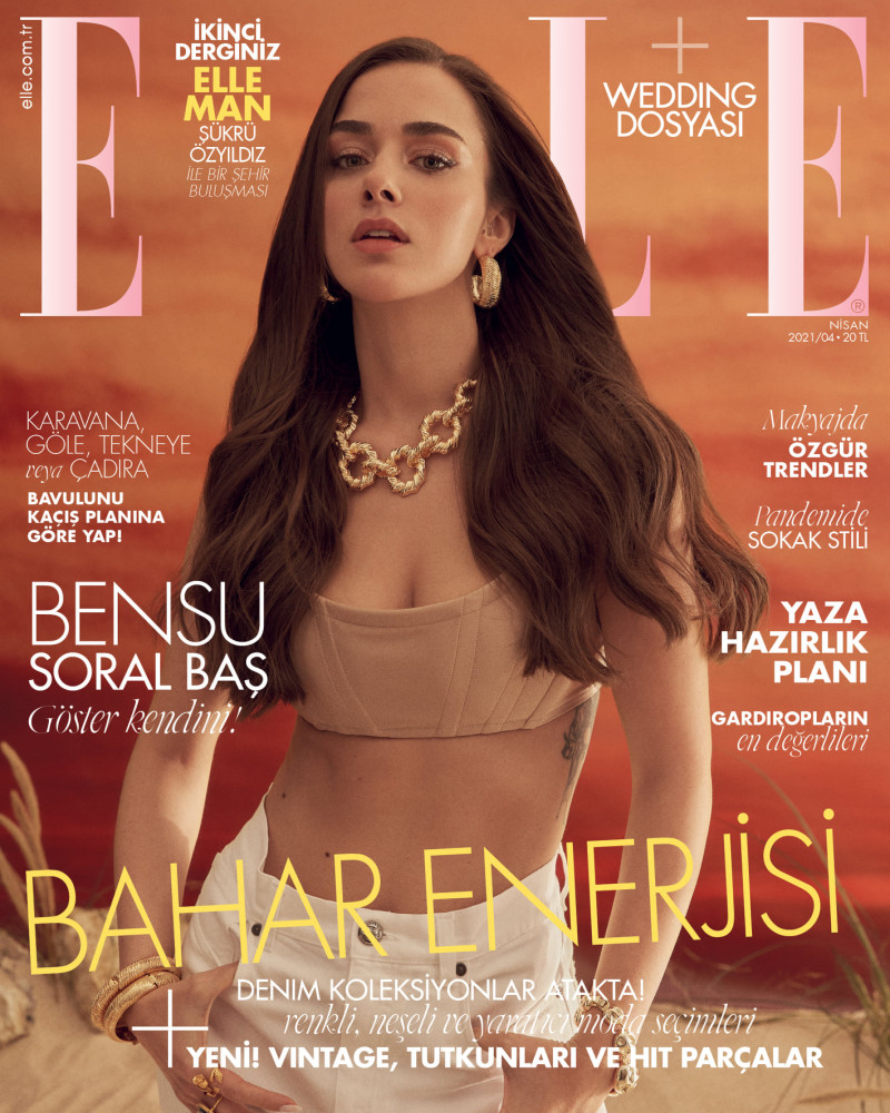 Bahar Enerjisi featured on the Elle Turkey cover from April 2021