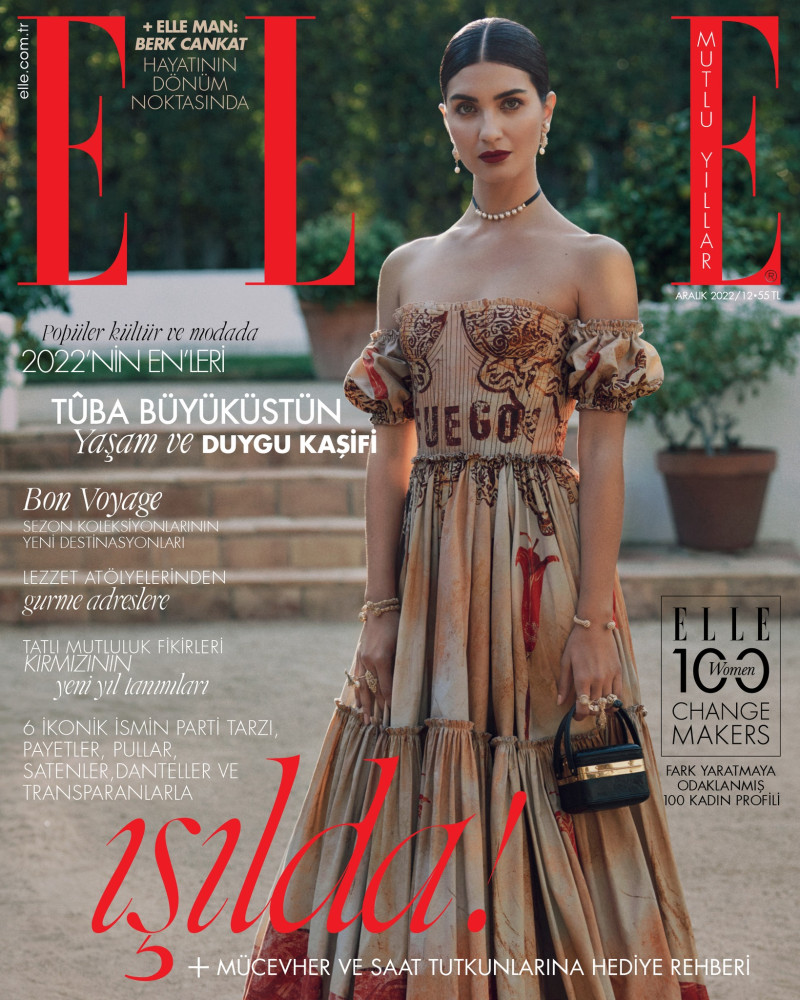 Tuba Buyukustun featured on the Elle Turkey cover from December 2022