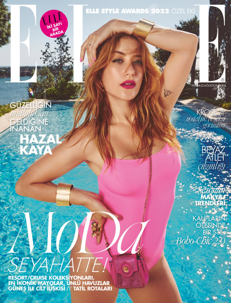 Hazal Kaya featured on the Elle Turkey cover from July 2022