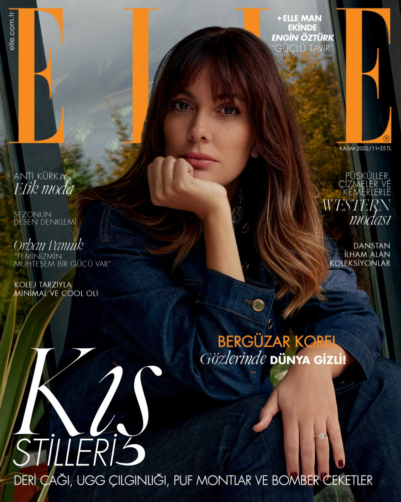 Berguezar Korel featured on the Elle Turkey cover from November 2022