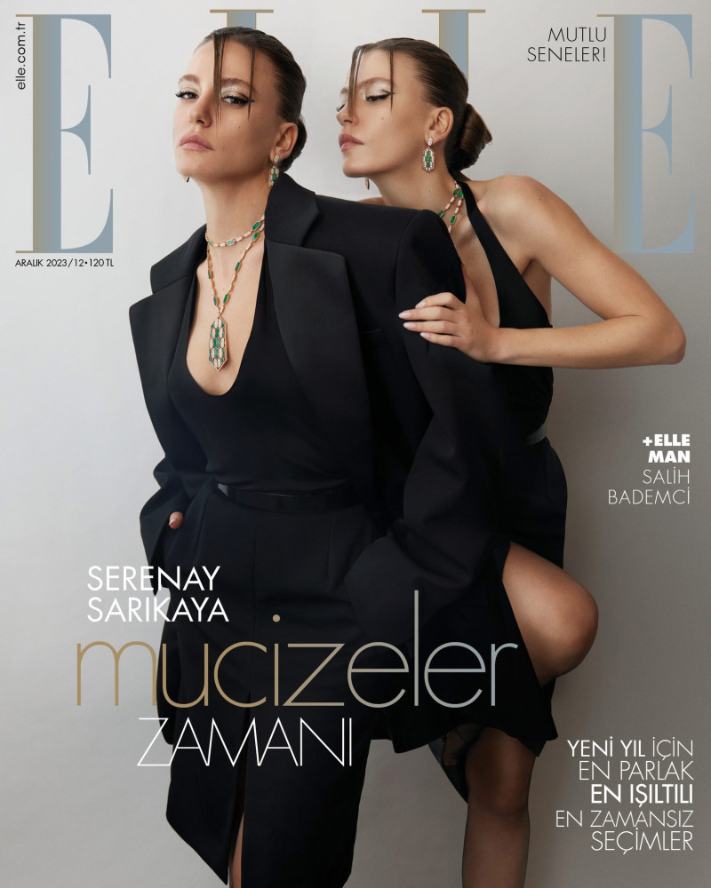 Serenay Sarikaya featured on the Elle Turkey cover from December 2023