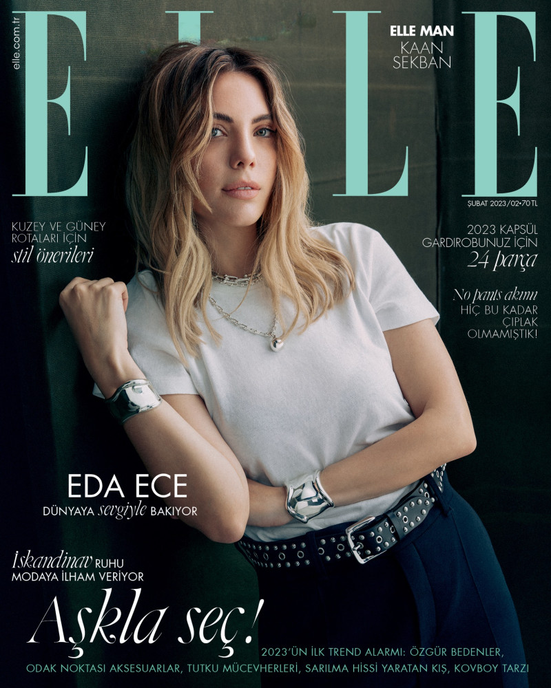 Eda Ece featured on the Elle Turkey cover from February 2023