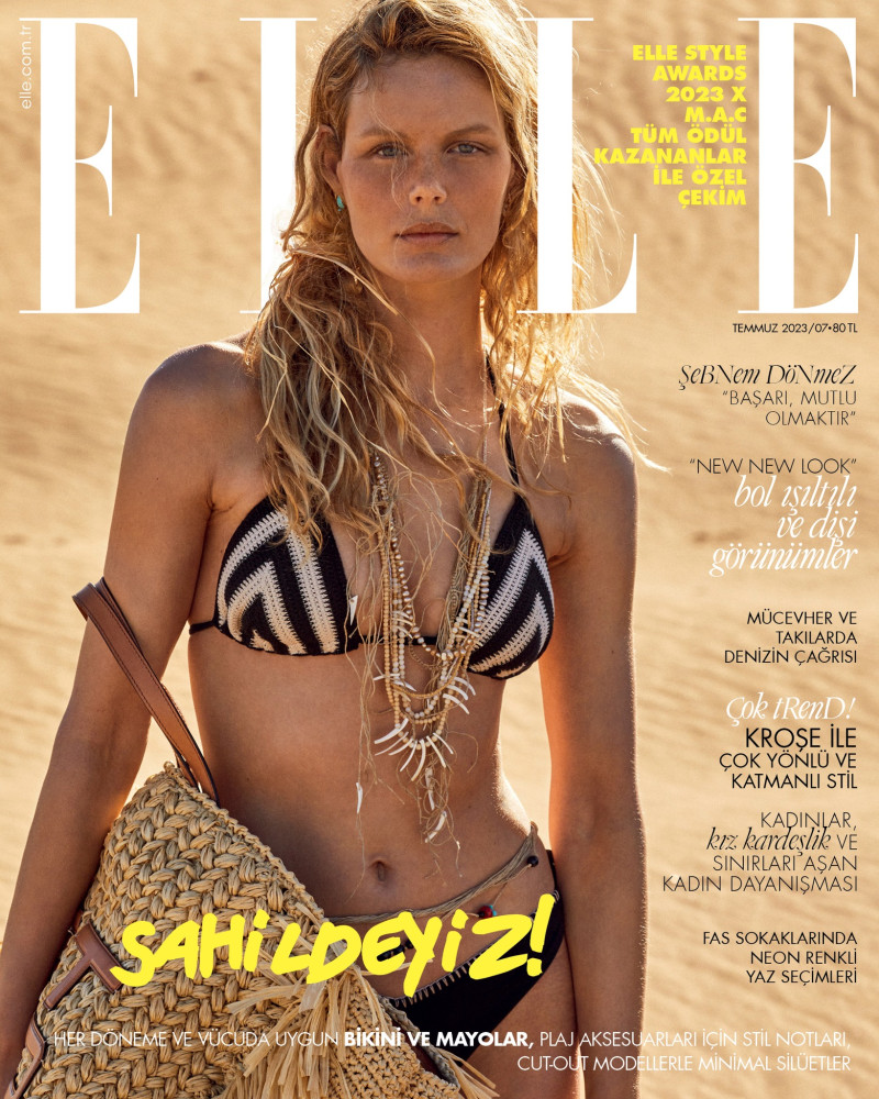 Marlijn Hoek featured on the Elle Turkey cover from July 2023